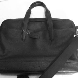 Coach Black Leather Briefcase with straps included
